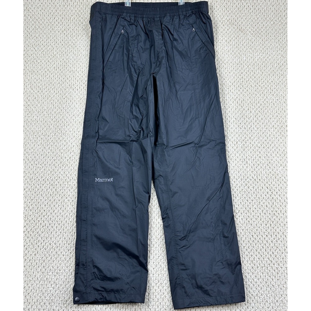 Marmot Pants Men XL Short Black PreCip Eco Ankle Zip Hiking Outdoors Rain Gear